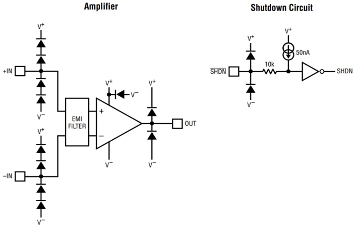 Schéma de principe - Analog Devices Inc. Amplificateurs opérationnels à dérive du zéro LTC2065